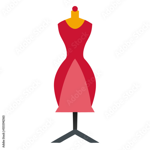 Dress on a mannequin icon on white background.