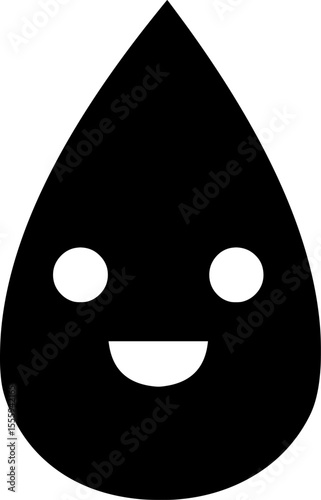 Smiling water droplet icon symbolizing water conservation, positivity, and environmental friendliness.