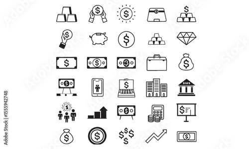 investment set icon vector