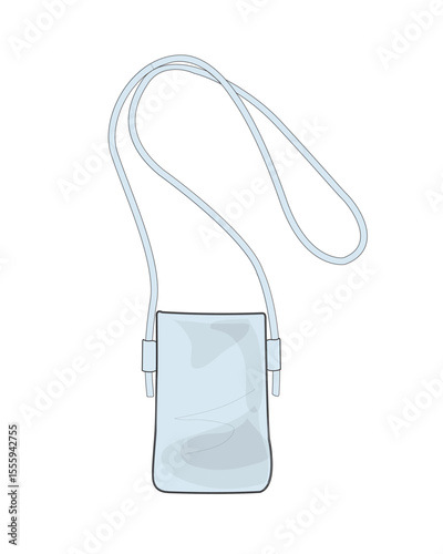 Mini crossbody bag flat sketch vector mockup template technical illustration.