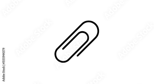 Minimalistic black and white illustration of a paperclip in vector style  