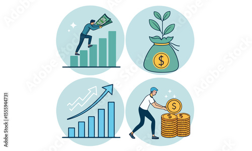 investment set icon vector