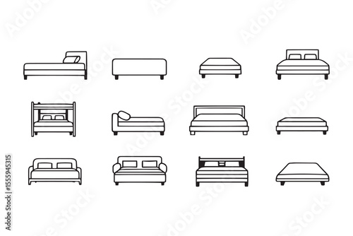 Bed line art and black color