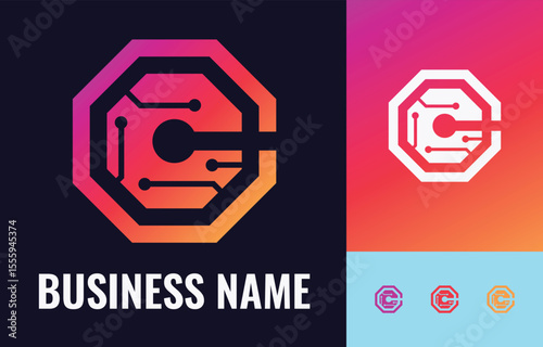 Letter C Tech Logo Template