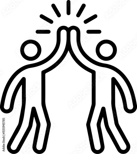 Two people giving each other a high five with radiating lines symbolizing success and celebration