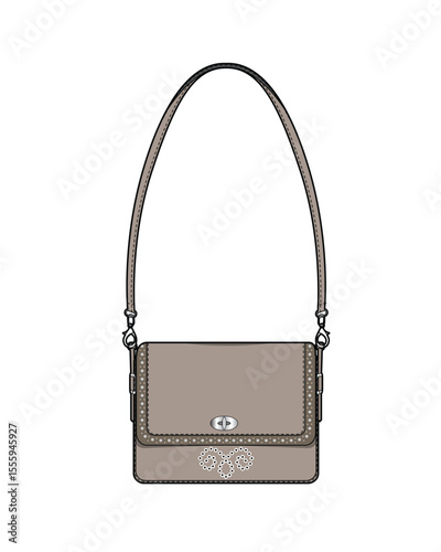 Mini flap bag mockup template vector design technical illustration.