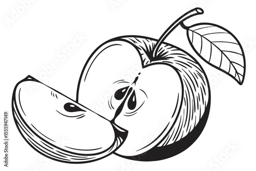 Elegant Apple Outline Vector Design