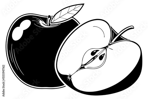 Black Apple Contour Illustration