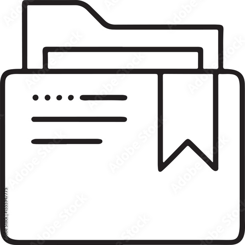 Bookmark in Folder Black Icon in Minimal Style for Favorite Files, Documents, or Web Content