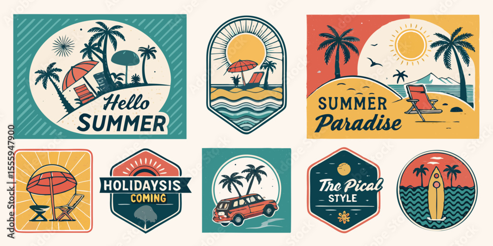 Naklejka premium set of summer logo