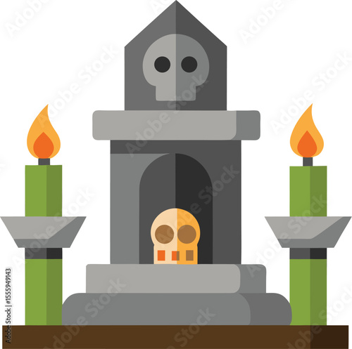 Temple with Candles Vector Illustration