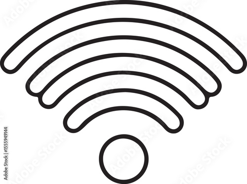 WiFi Signal Black Icon with Rounded Lines in Minimal Line Style for Internet and Connectivity Use