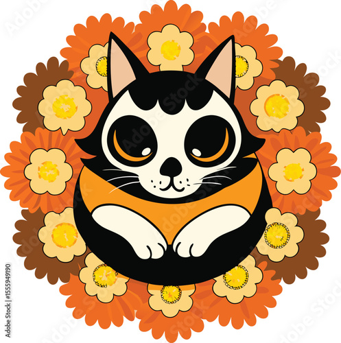 cat with flower
