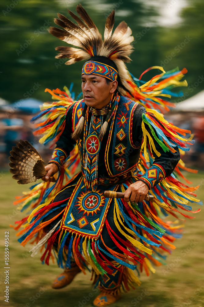Fototapeta premium Native American Powwow Dancer in Regalia