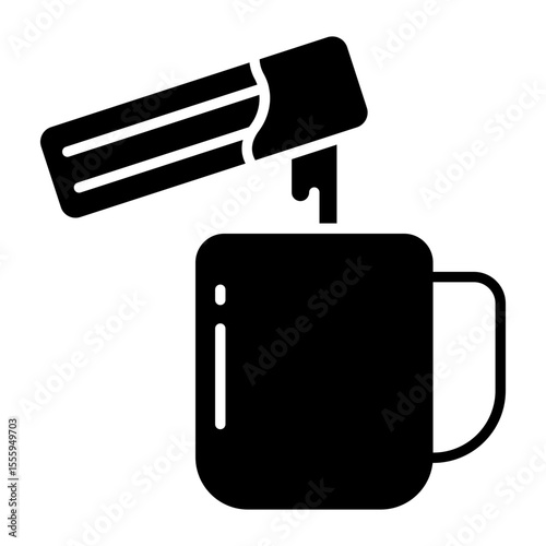 A cup of hot tea with snack, icon of dip biscuit