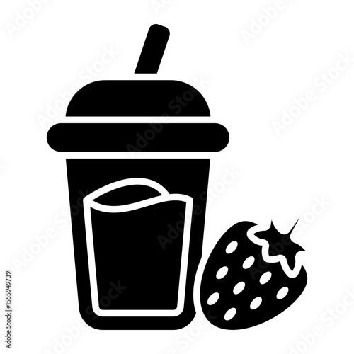 An editable design icon of strawberry shake