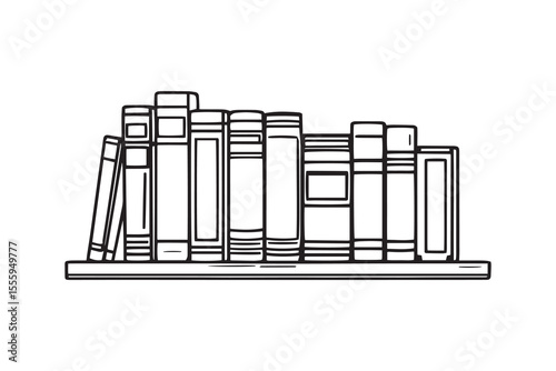 Bookshelf line art and black color