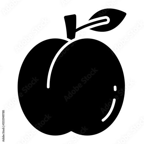 A solid design icon of peach