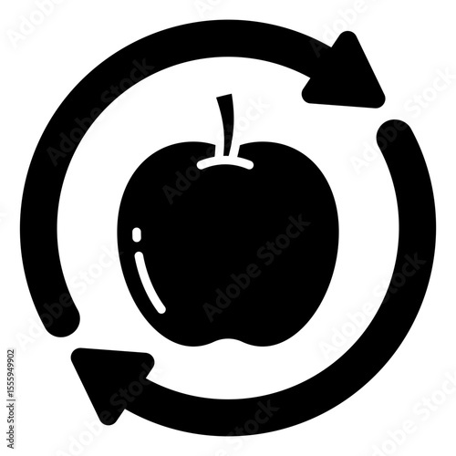 A solid design icon of apple