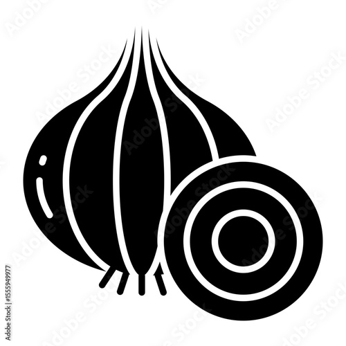 A solid design icon of onion