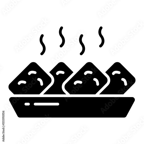 A solid design icon of nuggets tray