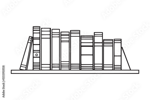 Bookshelf line art and black color