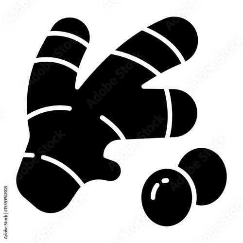 A solid design icon of ginger