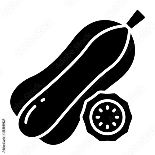 A solid design icon of zucchini fruit