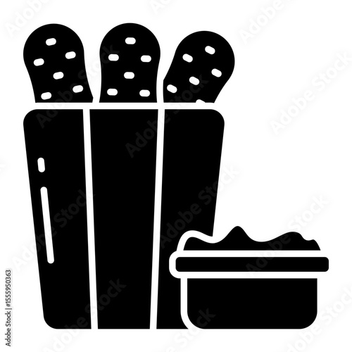 A solid design icon of nuggets bucket