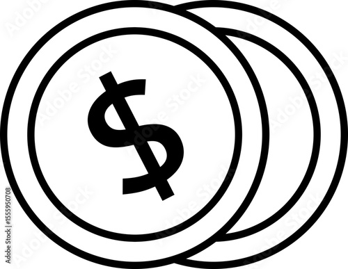 Simple shape coin thick line icon vector Isolated.
coin outline.
Transparent background. SVG file.