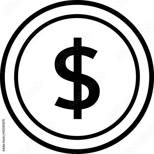 Simple shape coin thick line icon vector Isolated.
coin outline.
Transparent background. SVG file.