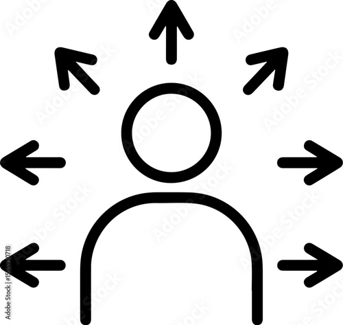 Person with multiple arrows pointing in different directions representing choices