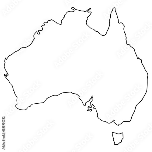 Australia map illustration hand drawn outline vector