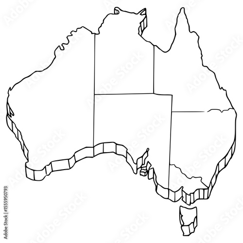 Australia map illustration hand drawn outline vector