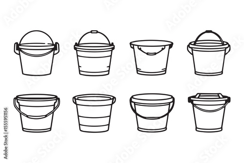 Bucket line art and black color 