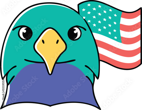 Majestic Front Facing Vector Bald Eagle Head With Sharp Eye Artwork