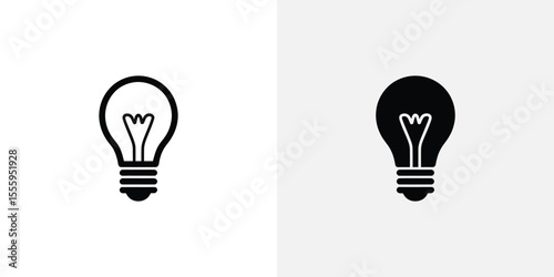 Two contrasting lightbulb icons A black outline and a solid black shape on light background