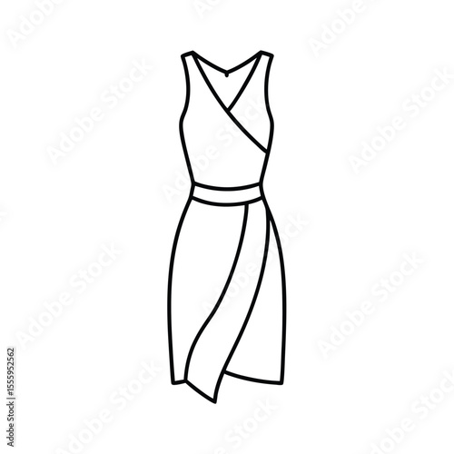 Elegant Wrap Dress Fashion Illustration A Stylish Garment Sketch for Design Inspiration and Creative Fashion Projects