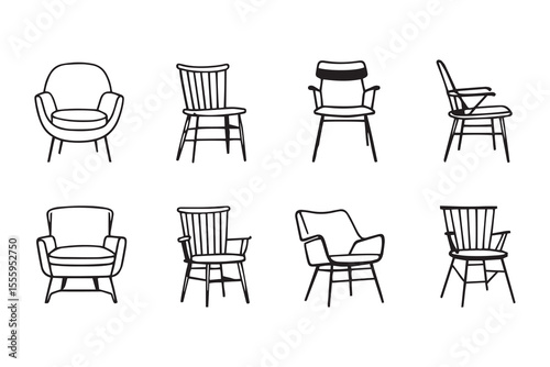 Chair line art and black color