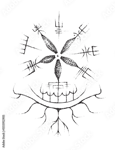 Full editable illustration of vegvisir as starfish. 