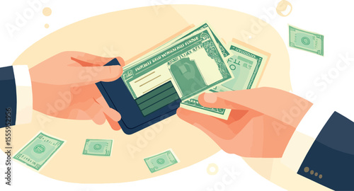 A hand is holding hundred dollar bills, showing wealth and finance for a business transaction