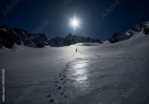 Moonlit Mountain Ascent