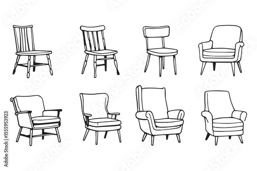 Chair line art and black color