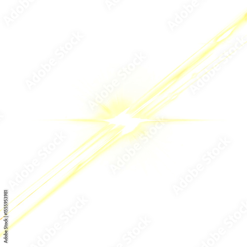 Bright yellow starburst with sharp light rays and a textured outline isolated on transparent background
