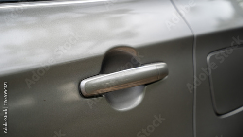 close up of a car door handle