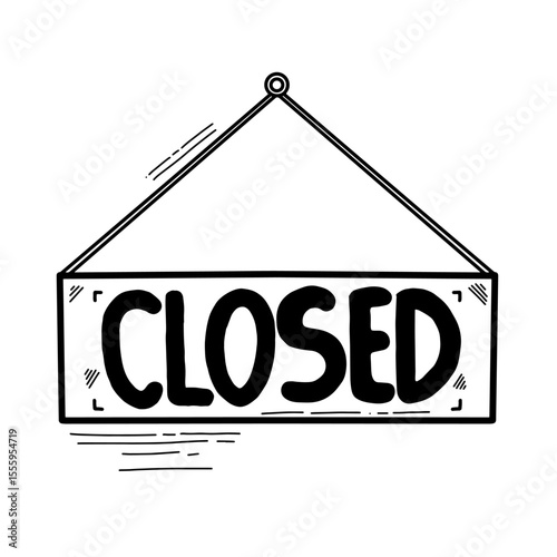 Hand drawn hanging closed sign vector illustration. Doodle style isolated on white background