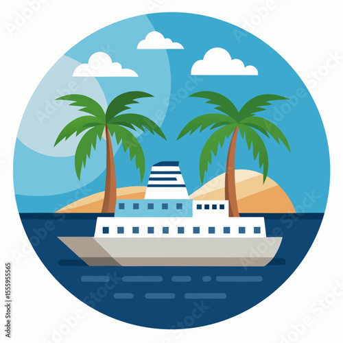 cruise ship on a tropical island