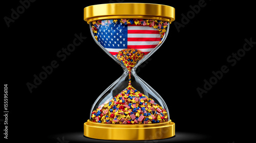 Patriotic Memorial Day Sand Timer with American Flags