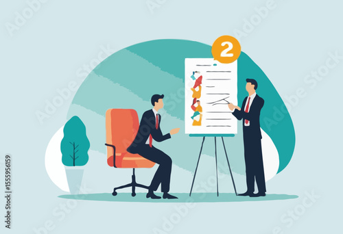 360 degree feedback, assessment or performance appraisal, customer review, testimonial or job networking, employee evaluation, rating or survey concept, businessman get feedback from colleague