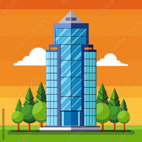 illustration of a city and tree